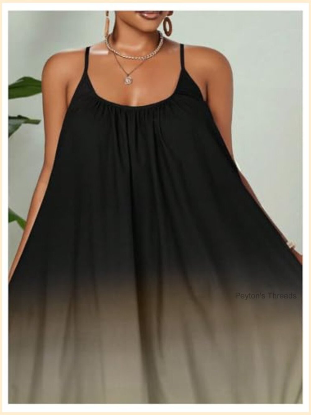 Ombre Layered Ruffle Maxi Dress Spaghetti Strap Summer Vacation Lounge Dress - Picture 4 of 5